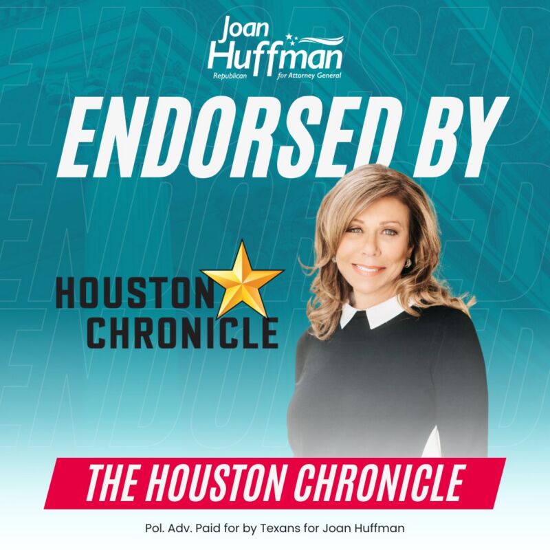 Image for the Tweet beginning: The Houston Chronicle just endorsed
